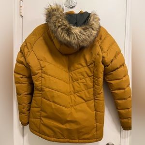 Gold Trespass Puffer Jacket with Faux Fur-lined Hood (Size M)